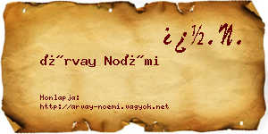 Árvay Noémi névjegykártya